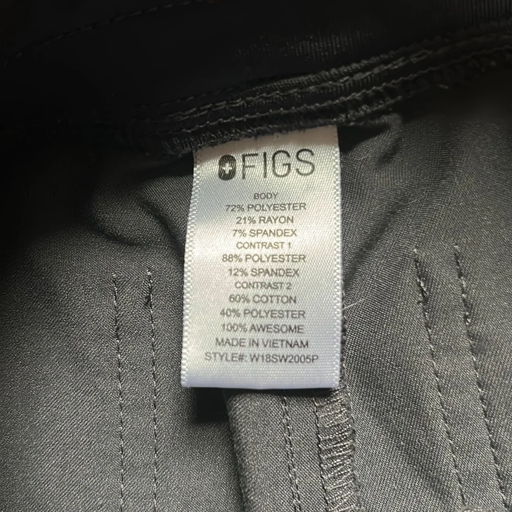 Figs Set Zamora Jogger Pants & Catarina Top Scrubs Charcoal Gray Red Size XXS - Picture 11 of 12